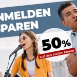 50% auf den ersten Monat für Neuanmeldungen